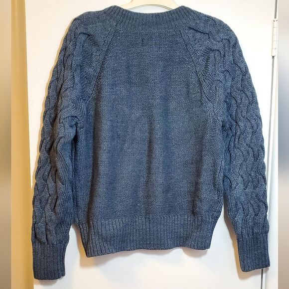 Small Gap Navy Heather Organic Cable Knit Sweater - Blue Long Sleeve Textured - Picture 7 of 7